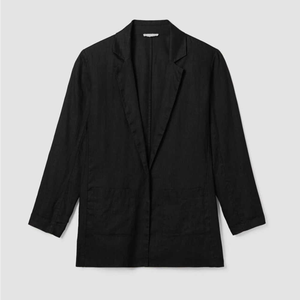Eileen Fisher Organic Linen Long Blazer Black XL - Picture 4 of 13
